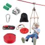 Zipline set for kids and adults, 65 feet, with safety harnesses and seat