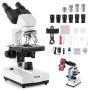 Professional binocular microscope for adults, 40-5000x, aluminum