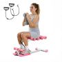 Deep squat trainer with resistance bands, pink-white, foldable