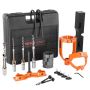 Drill press chisel accessory set with 4 chisel models and 5 sleeves