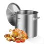 Stainless steel pot with lid, 53 L, commercial, silver