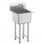 Stainless steel commercial single bowl utility sink with mixer, 45.7x104.1 cm