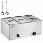 Commercial 4-pan electric food warmer, 15.5 L stainless steel, silver