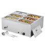 Electric stainless steel commercial food warmer, 1500 W, 6 containers