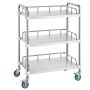 Laboratory stainless steel trolley with 3 shelves, casters, 70x395x867 mm