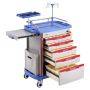 Mobile laboratory trolley with 5 drawers, blue, PP material, 4 silent casters