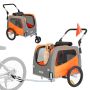 Dog bike trailer-trolley, up to 30 kg, orange-gray