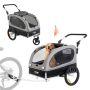 Dog bike trailer stroller, up to 40 kg, black/grey