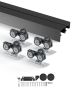 Bypass door aluminum hardware set, 1.2 m, for 2 doors