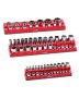 Magnetic socket holder, 3 pcs., 1/4", 3/8", 1/2" SAE, red