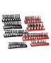 Bit holder 1/4, 3/8, 1/2 inch with labels, 176 pcs., black-red