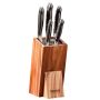 Universal acacia wood knife holder with brush, large