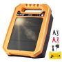 Solar-powered electric fence charger, 0.3 J, 3 km, weatherproof