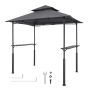 Barbecue gazebo with double roof, steel, 2.43x1.5 m, with shelves and hooks
