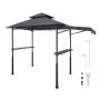 Steel outdoor grill gazebo with roof, 2.43x1.5 m, 2 shelves