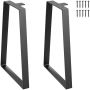 Trapezoidal steel table legs, black, 406.4 mm, set of 2