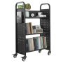 Rolling library book cart, 150 kg, black, 77x38x122 cm