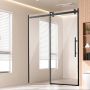 Frameless sliding shower door, 58-59 cm x 190 cm, 8 mm clear tempered glass, black fittings