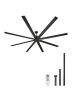 Ceiling fan 244 cm, 8 blades aluminum, black, remote control, indoor and outdoor