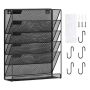 Wall-mounted metal file holder, 6 pockets, document organizer