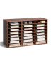 Wooden literature organizer box, 24 compartments, dark brown