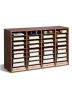 Wooden literature organizer box, 36 compartments, dark brown