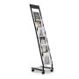 Metal brochure and magazine stand with wheels, 6 tiers