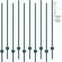 5ft Green Metal Fence Posts, 10pcs, U Shape