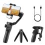 Smart 3-axis phone stabilizer with artificial intelligence and fill light, foldable tripod for video recording