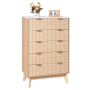 Wooden 5-drawer fluted chest of drawers with protection, light