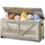 Wooden children's toy chest with bench, gray, 39x16x19 cm