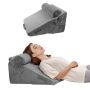 Orthopedic bed wedge pillow, 3-piece, dark gray, with washable cover