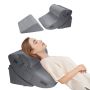 Adjustable 4-piece orthopedic wedge pillow set, dark gray