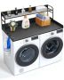 Wooden washer-dryer countertop with 2-tier shelf, 54x27 cm, black
