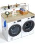 Washer dryer countertop with 2-tier shelf, 54x27 cm, oak