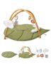 Baby play mat with 6 sensory toys, leaf-shaped, 0-18 months.