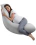 L-shaped pregnancy pillow with washable jersey cover, light gray