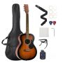 40 inch dreadnought acoustic guitar set with case, sunburst color