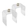 C-shaped clear acrylic table, 2 pcs., side table