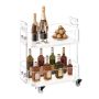 Mobile acrylic table with wheels, 2 tiers, clear, 30.5x41.6x48 cm