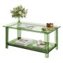 Acrylic 2-tier coffee table with storage box, 50x80x40 cm, green