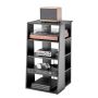 5-tier wooden AV media stand, black, height adjustable