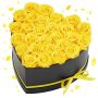 27 yellow eternal roses in a heart-shaped box, gift