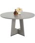 Round wooden dining table, 47 inches, gray, for 4-6 people