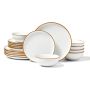 Dinnerware set for 6 people, ceramic, white, scratch-resistant, microwave and dishwasher safe