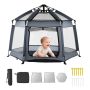 Portable baby playpen with canopy UPF 50+, foldable