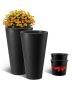 Set of 2 Tall Black Conical Outdoor Flower Pots, 24 Inch, with Drainage