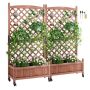 2 pcs. raised wooden garden beds with trellis, 152 x 33 x 156 cm