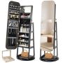 360° rotating jewelry cabinet, 1600 mm, mirrored, lockable