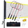 Badminton net set with sticks, rackets and balls, portable, for outdoor and indoor use